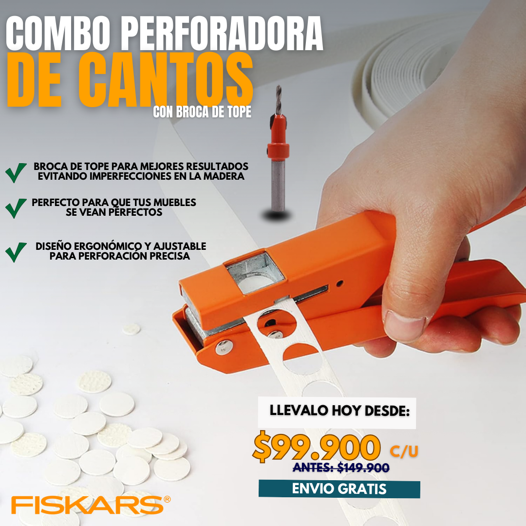 COMBO PERFORADORA DE CANTOS + BROCA AVELLANADORA FISKARS®
