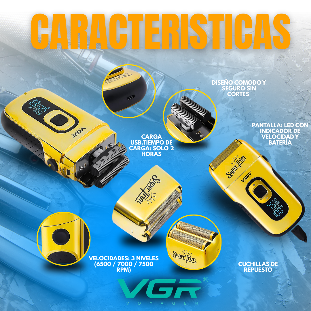 AFEITADORA ELÉCTRICA VGR® GOLD PREMIUM PROFESIONAL