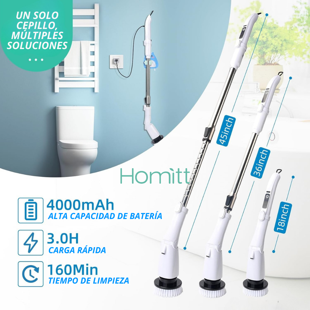 CEPILLO ELÉCTRICO INALÁMBRICO GIRATORIO 9 EN 1 PARA LIMPIEZA HOMITT®