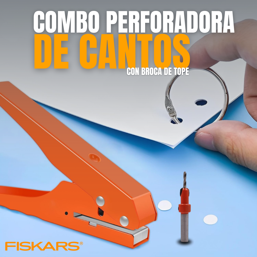 COMBO PERFORADORA DE CANTOS + BROCA AVELLANADORA FISKARS®