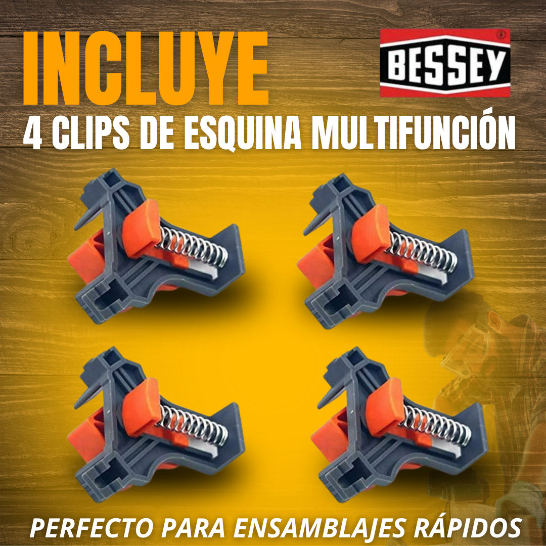 SET X4 CLIPS FIJACIÓN DE ÁNGULO RECTO | BESSEY®