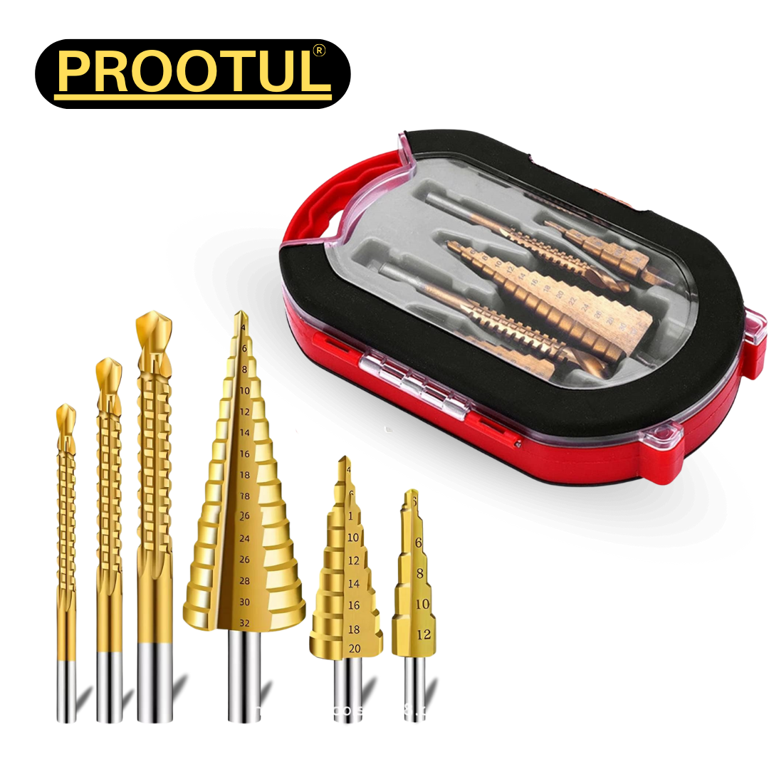 JUEGO BROCAS X6 ESCALONADAS DE TITANIO PROOTUL®