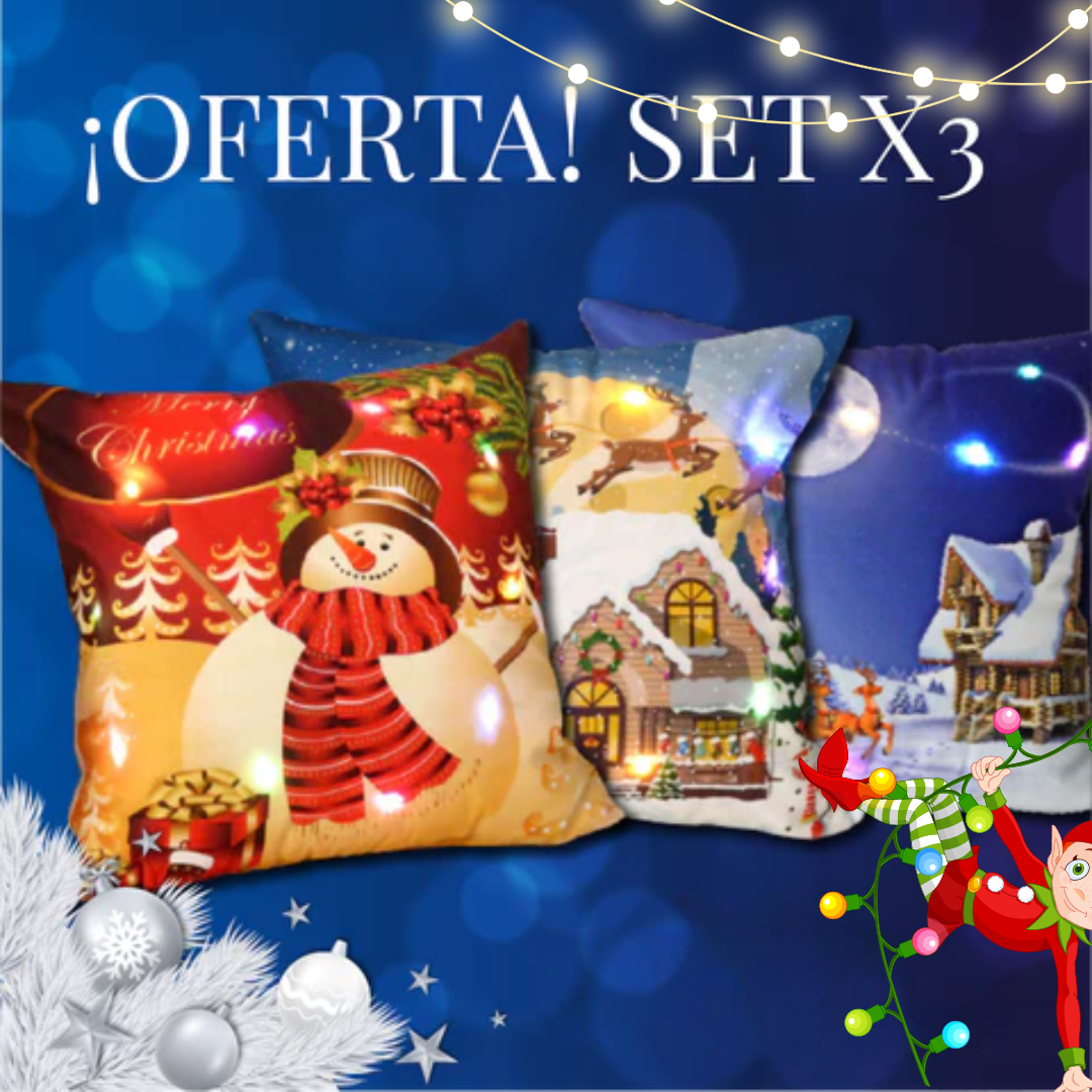 FUNDAS NAVIDEÑAS LED | SET X3 PARA COJINES