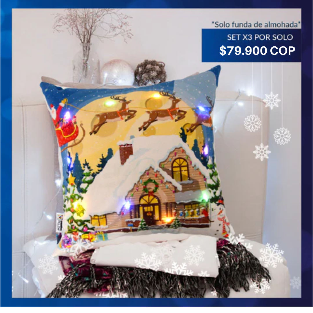 FUNDAS NAVIDEÑAS LED | SET X3 PARA COJINES