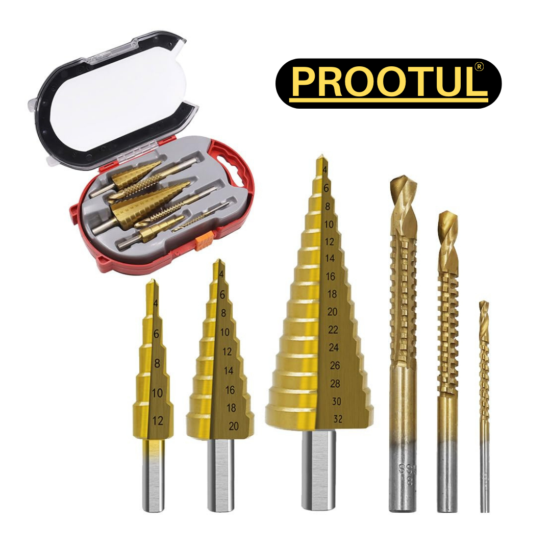 JUEGO BROCAS X6 ESCALONADAS DE TITANIO PROOTUL®
