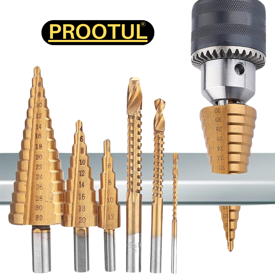 JUEGO BROCAS X6 ESCALONADAS DE TITANIO PROOTUL®