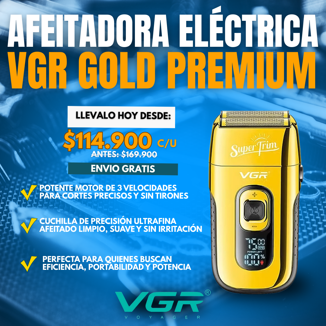 AFEITADORA ELÉCTRICA VGR® GOLD PREMIUM PROFESIONAL