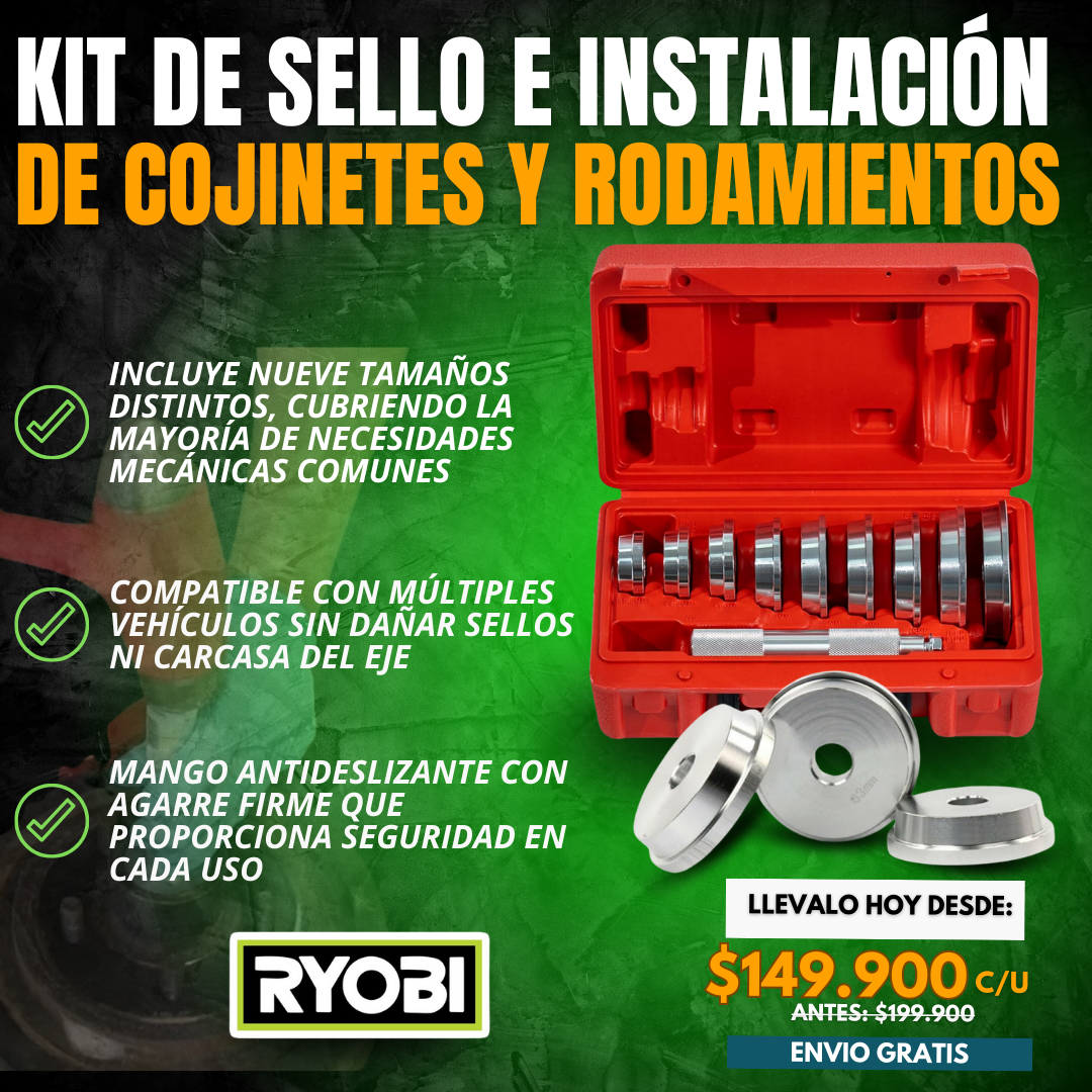 KIT DE SELLO E INSTALACIÓN DE COJINETES Y RODAMIENTOS | RYOBI®