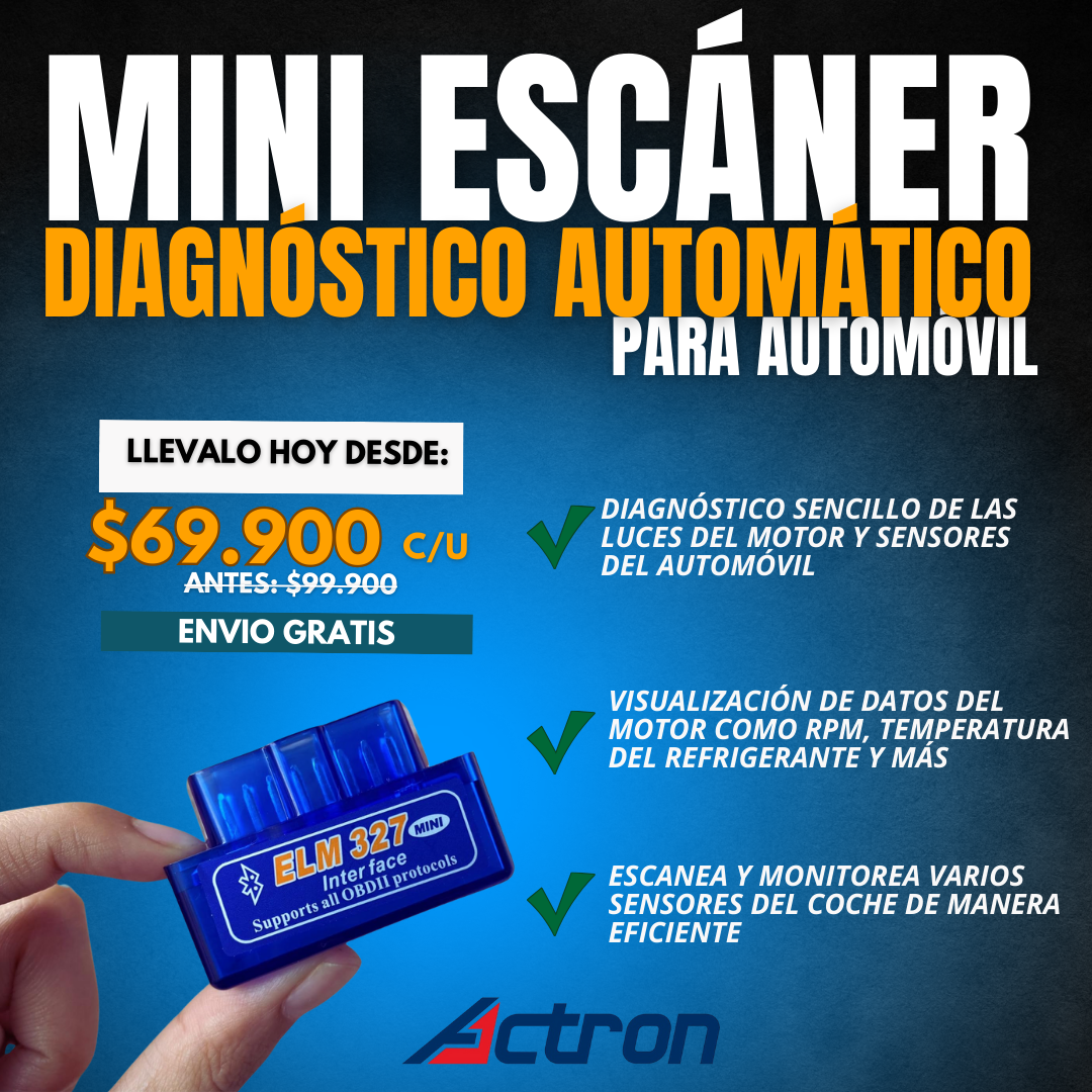 MINI ESCÁNER DIAGNÓSTICO AUTOMÁTICO PARA VEHÍCULOS | ACTRON®