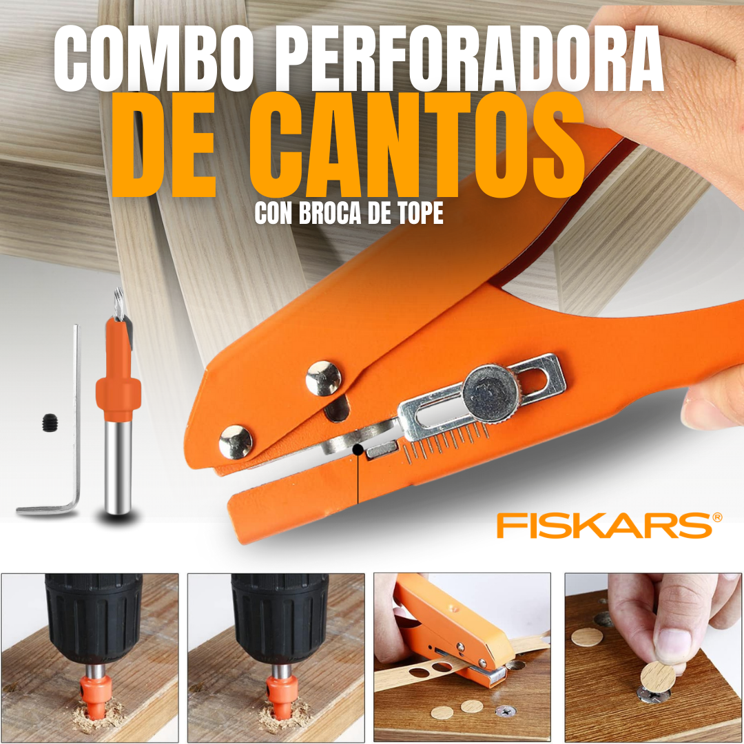 COMBO PERFORADORA DE CANTOS + BROCA AVELLANADORA FISKARS®
