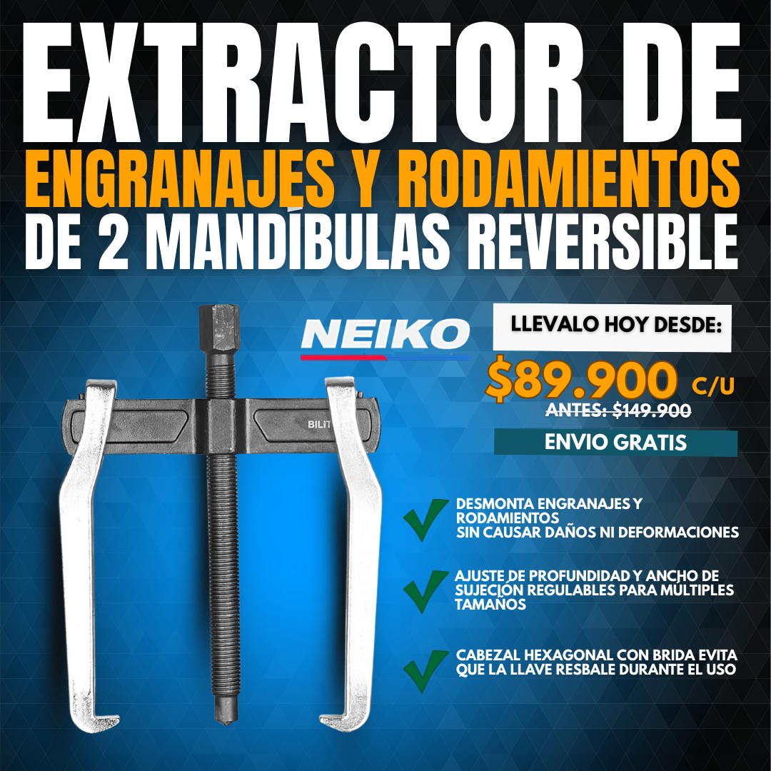 EXTRACTOR DE ENGRANAJES Y RODAMIENTOS DE 2 MANDÍBULAS REVERSIBLE | NEIKO®