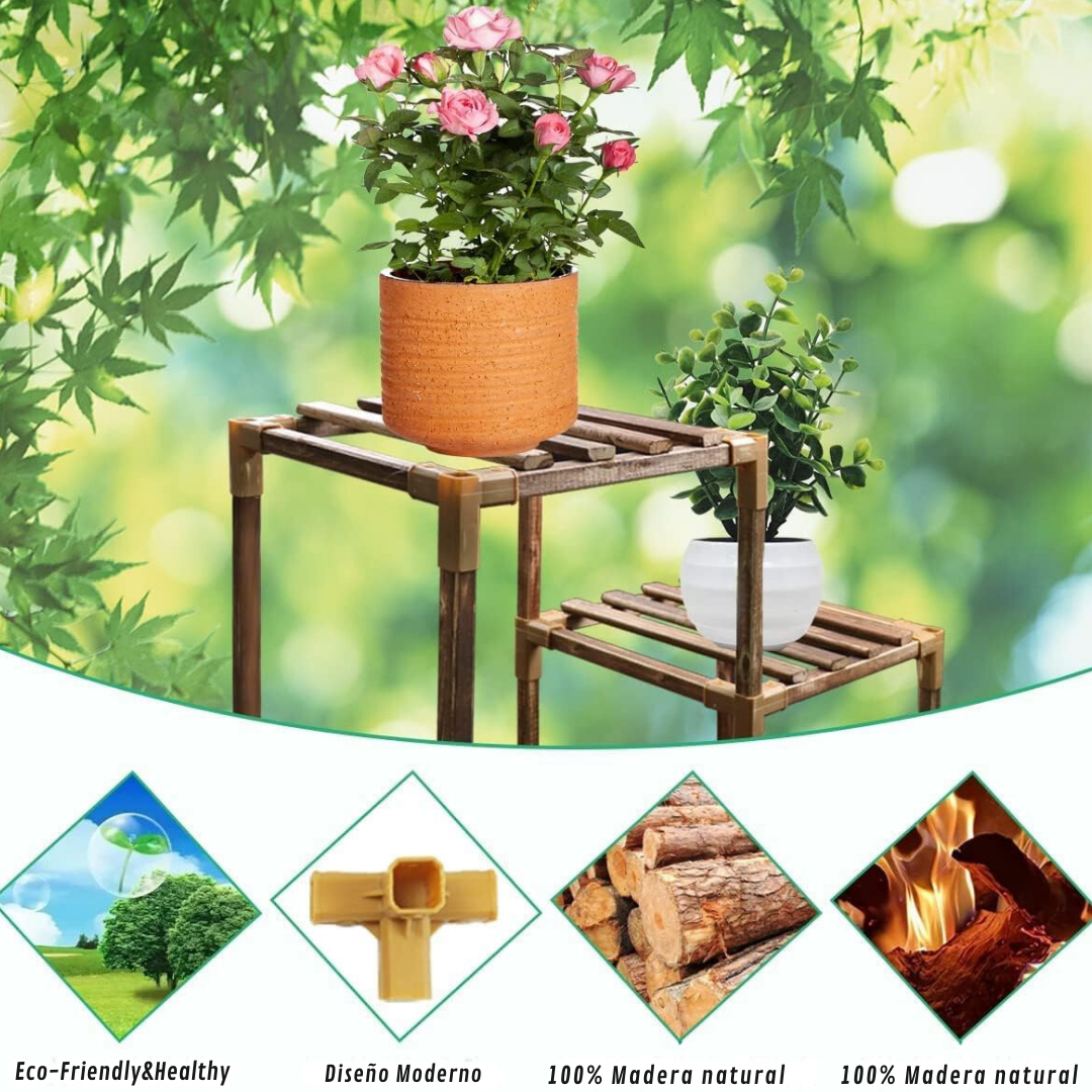 SOPORTE PARA MATERAS 7 NIVELES MADERA + (SET DE JARDINERIA GRATIS)