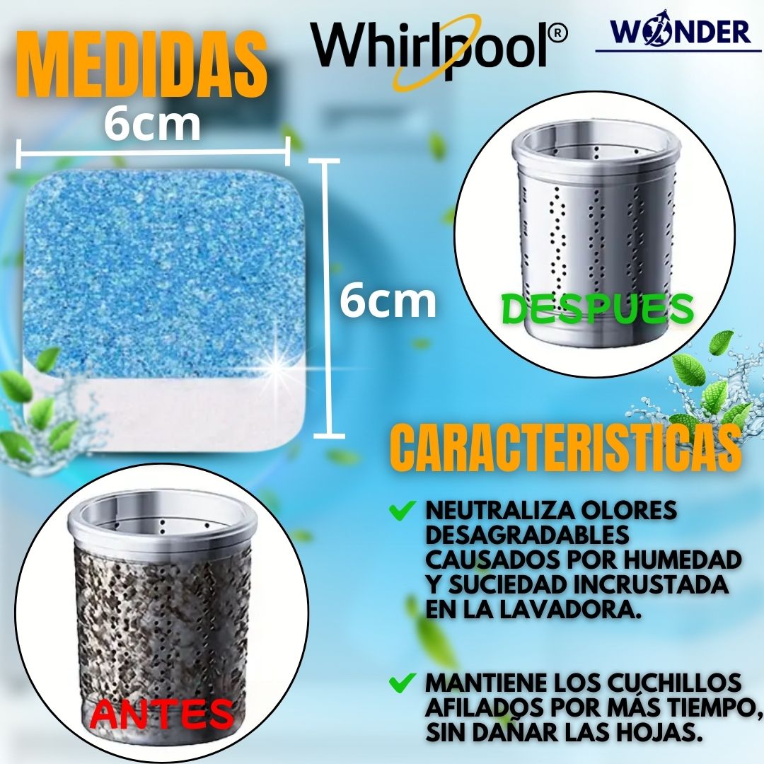 PASTILLAS PARA LIMPIEZA DE LAVADORA X 12UND |WHIRLPOOL®|