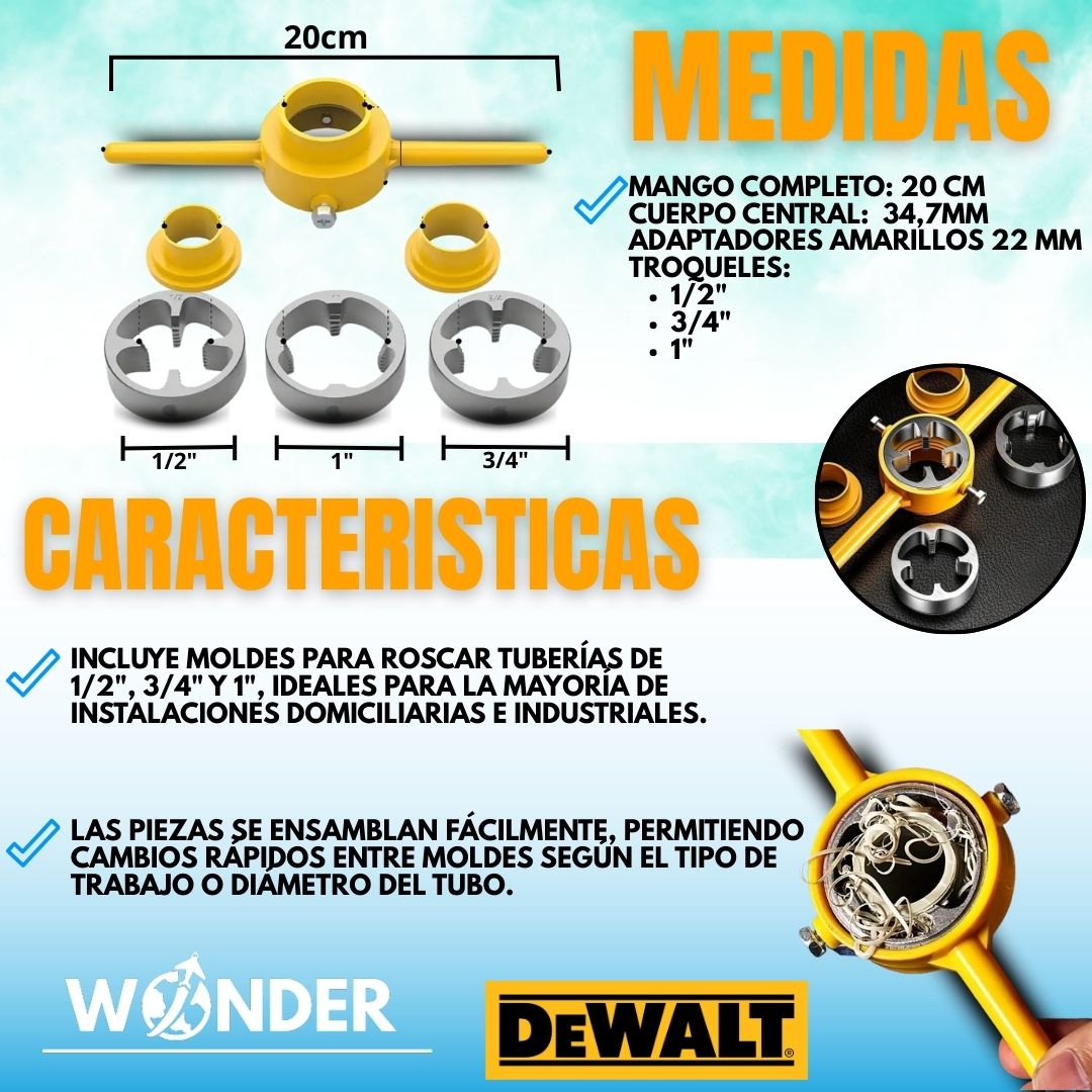 JUEGO DE 6 GIRAMACHOS PARA HACER ROSCAS |DEWALT®|