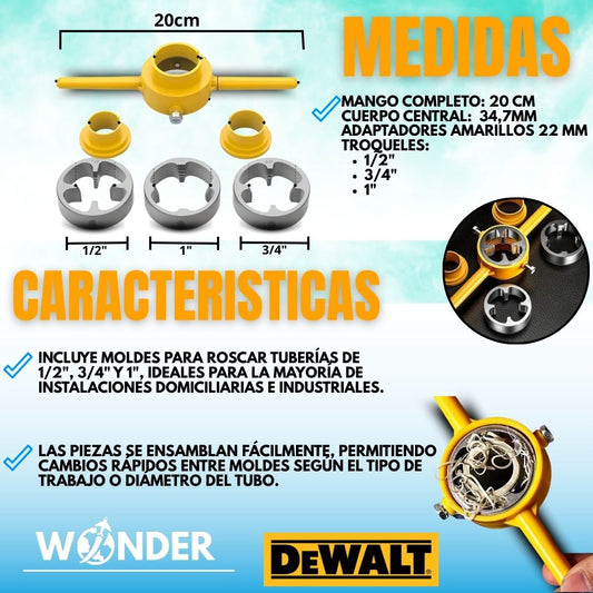 JUEGO DE 6 GIRAMACHOS PARA HACER ROSCAS |DEWALT®|
