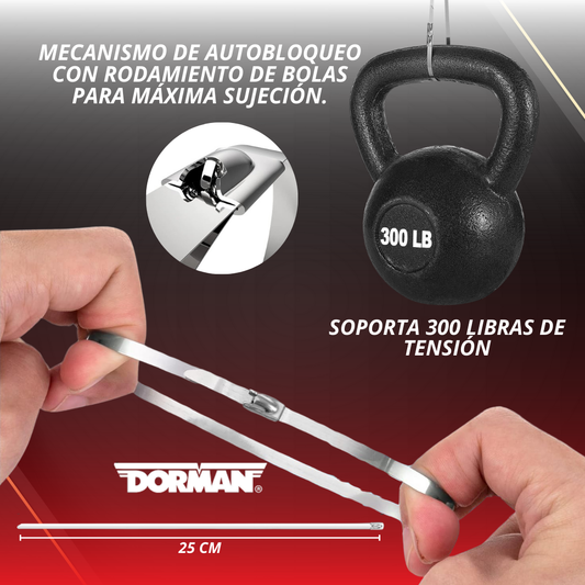 ZUNCHOS METÁLICOS AUTOBLOQUEANTES MULTIUSOS DORMAN® | PACK X100 UND