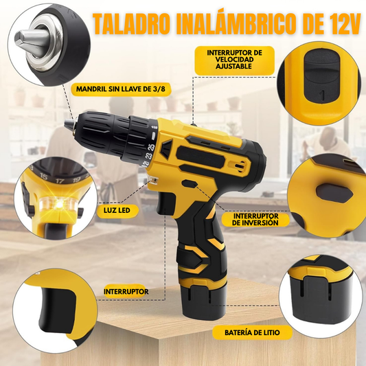 TALADRO INALÁMBRICO 3/8” TIPO DEWALT® 12V