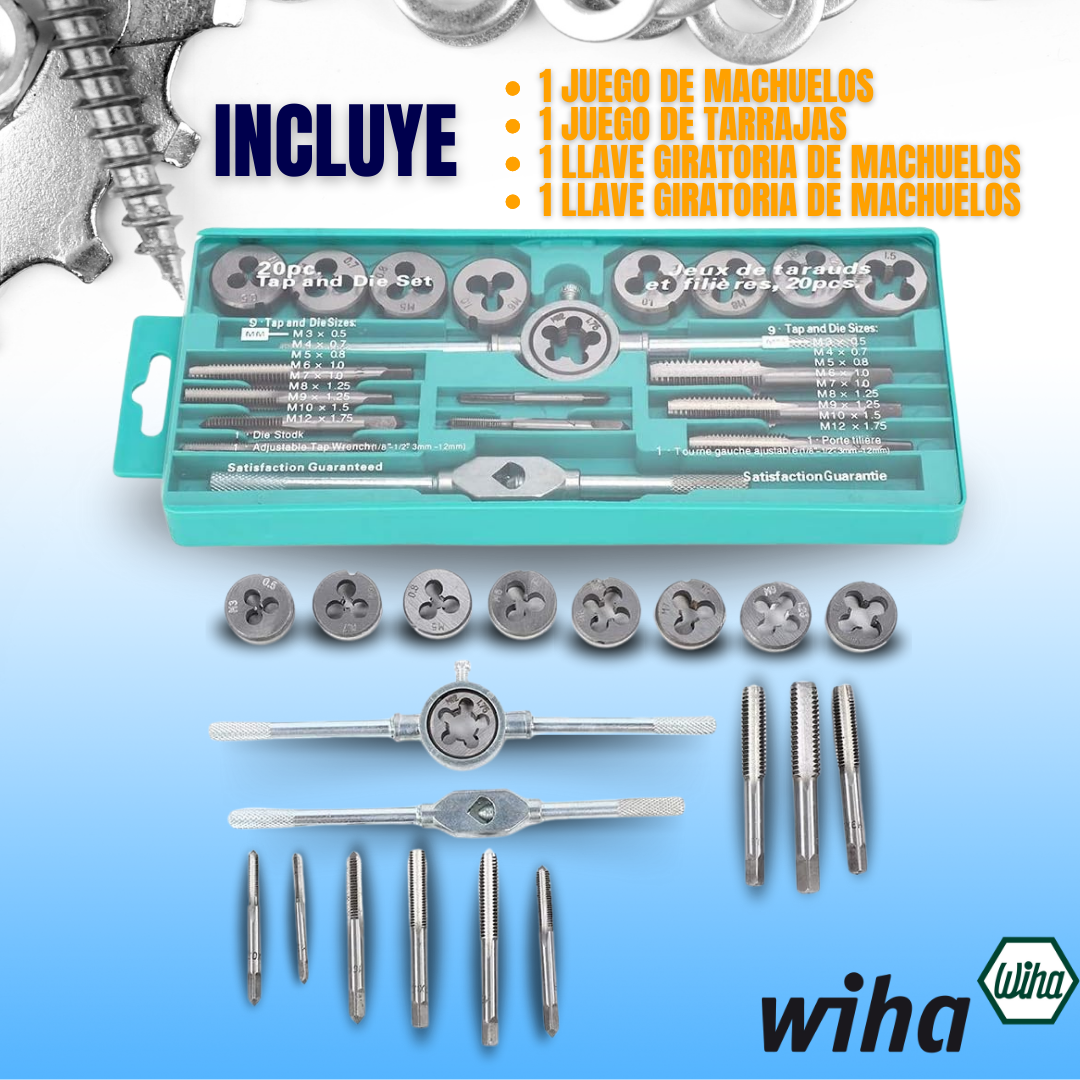 MACHUELOS TARRAJAS MILIMÉTRICAS SET POR X20 | WIHA®