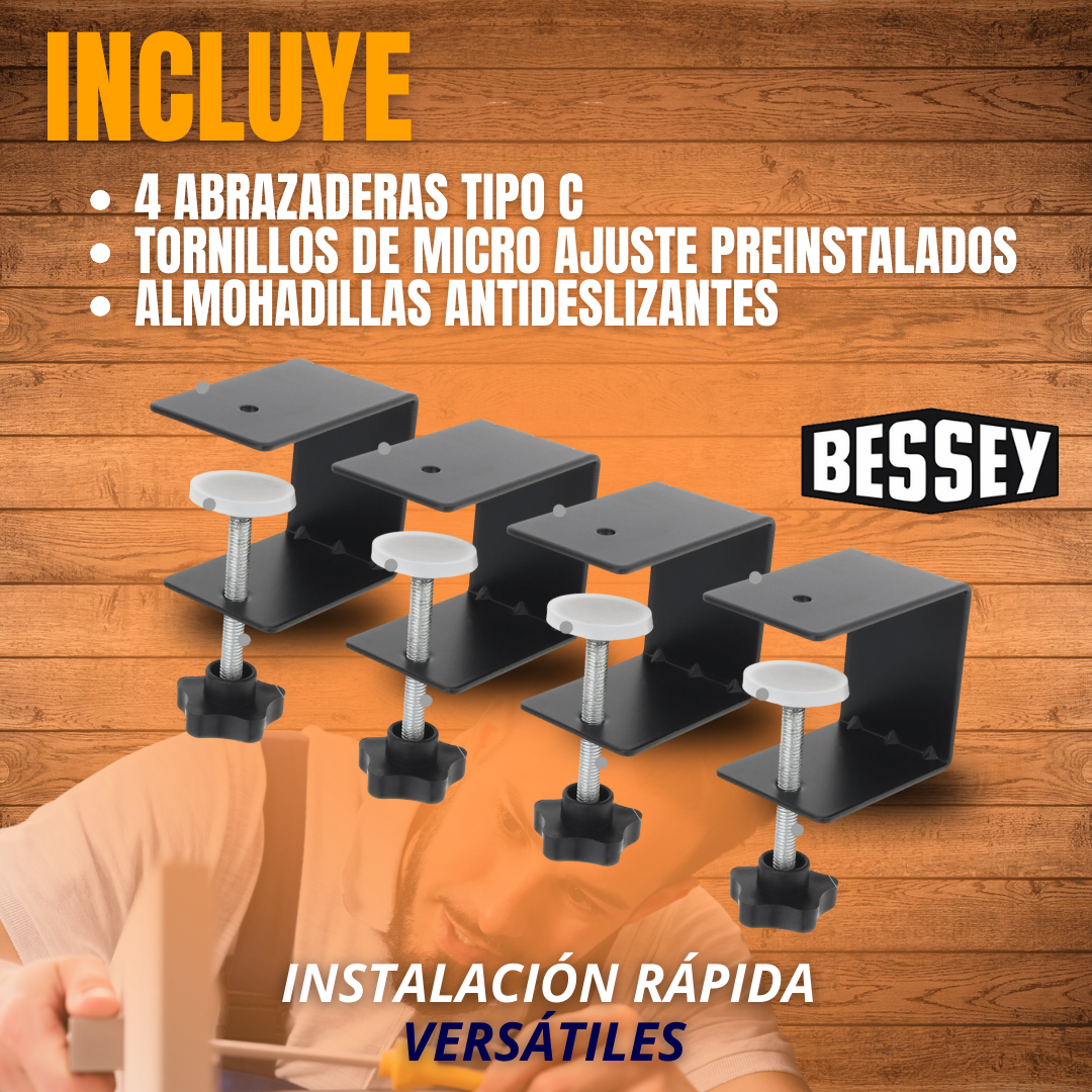 ABRAZADERA RÁPIDA DE MONTAJE PARA CAJONES PACK X 4 PIEZAS | BESSEY®
