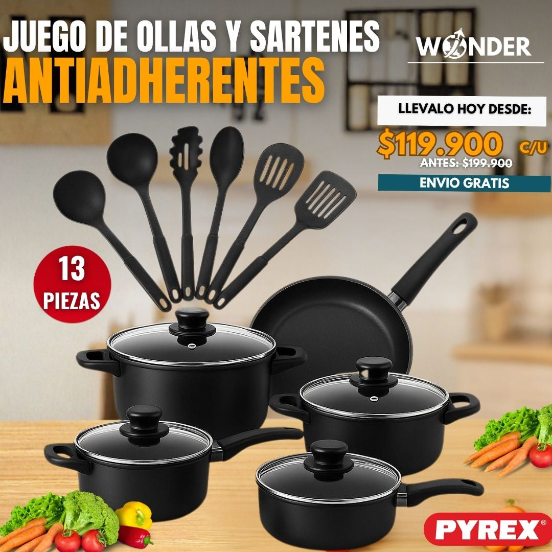 JUEGO DE OLLAS Y SARTENES ANTIADHERENTES | PYREX®