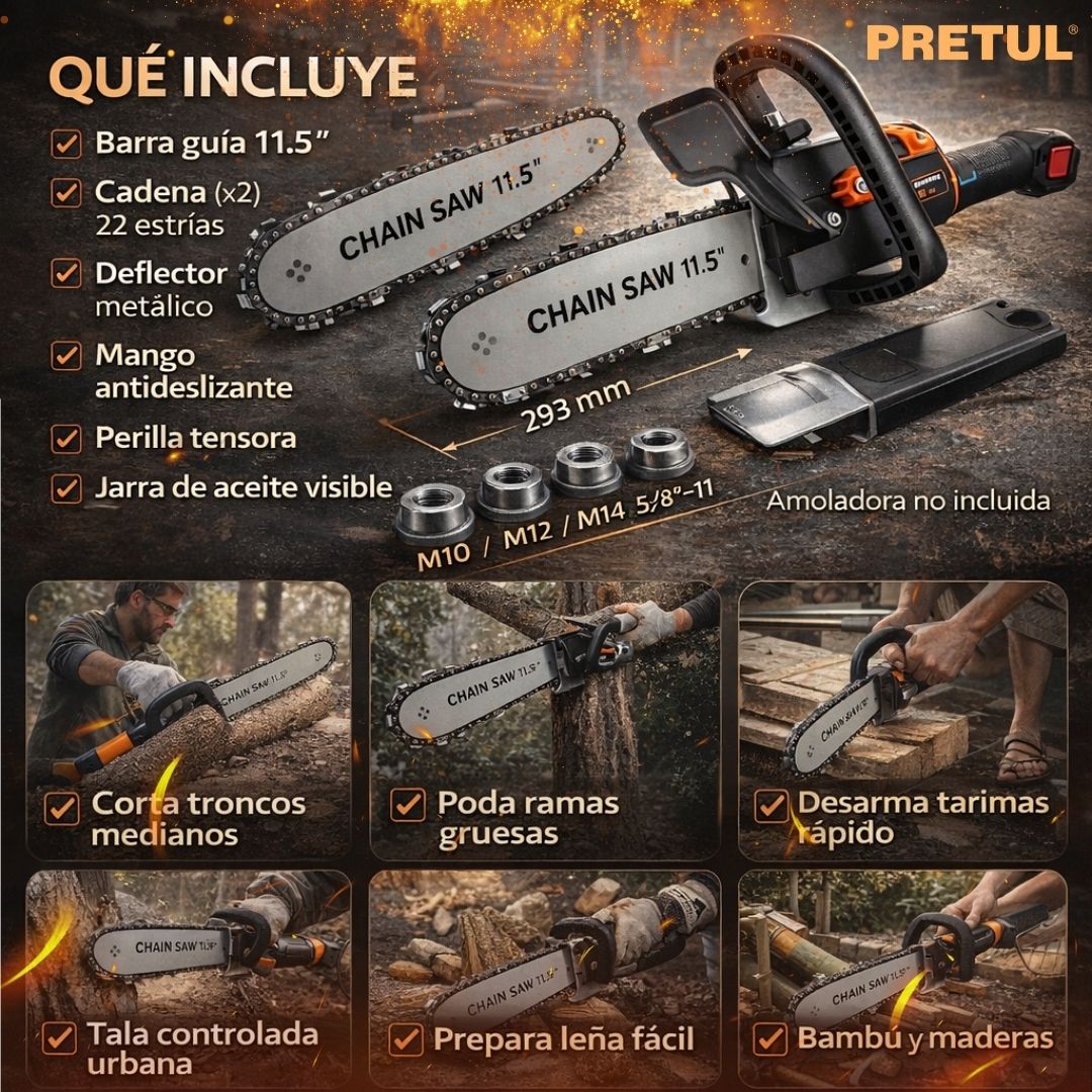 MOTOSIERRA AJUSTABLE PARA PULIDORA | PRETUL®|