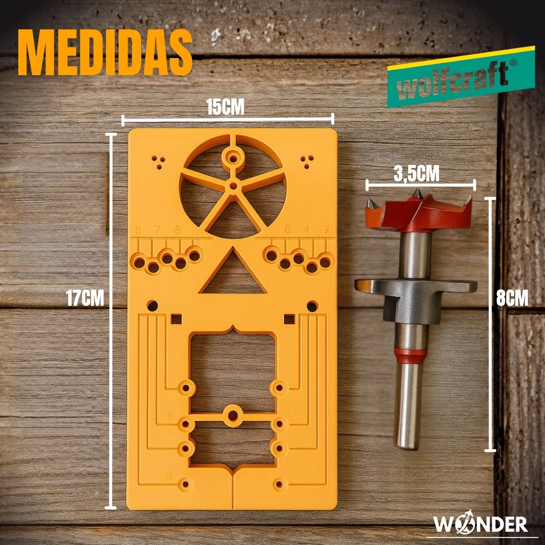 KIT LOCALIZADOR Y PERFORADOR PARA BISAGRAS |WOLFCRAFT®|