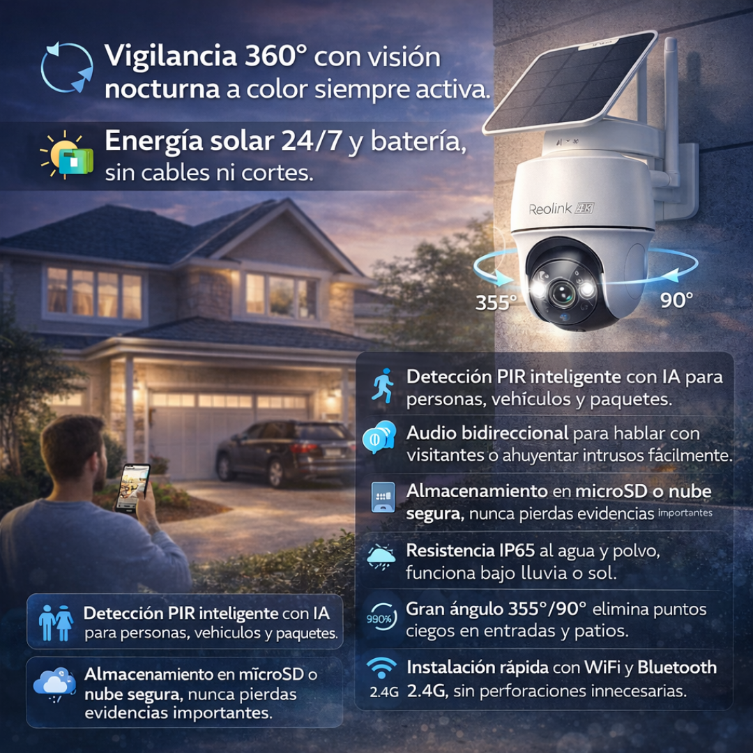 CÁMARA DE SEGURIDAD SOLAR INALÁMBRICA | REOLINK® 4K