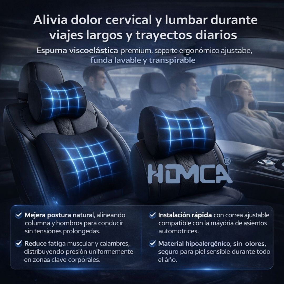 SET DE COJINES CERVICALES PARA CARRO HOMCA®