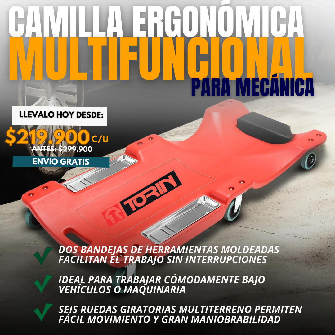 CAMILLA ERGONÓMICA MULTIFUNCIONAL PARA MECÁNICA | TORIN®