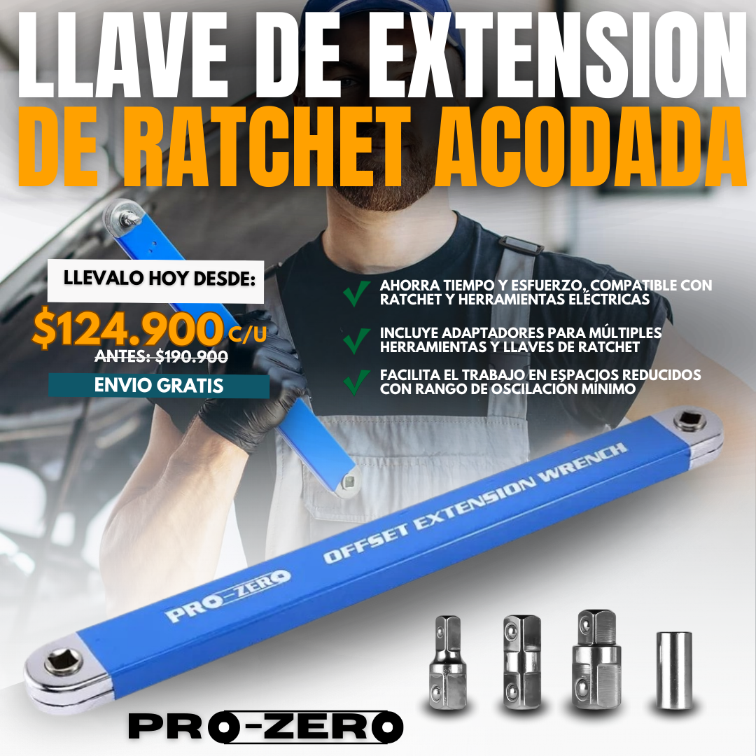 LLAVE DE EXTENSIÓN DE RATCHET ACODADA PRO-ZERO®