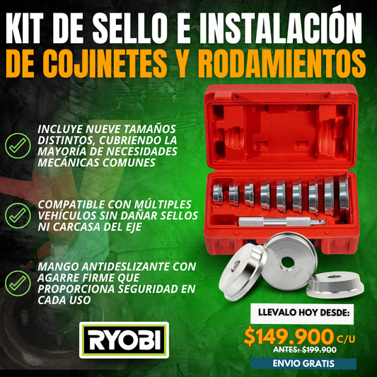 KIT DE SELLO E INSTALACIÓN DE COJINETES Y RODAMIENTOS | RYOBI®
