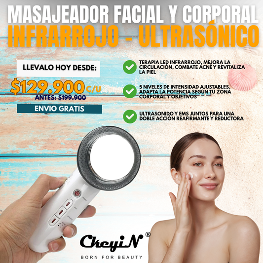 MASAJEADOR FACIAL Y CORPORAL INFRARROJO - ULTRASÓNICO 3 EN 1 | CkeyiN®