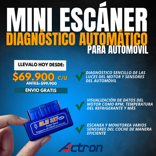 MINI ESCÁNER DIAGNÓSTICO AUTOMÁTICO PARA VEHÍCULOS | ACTRON®