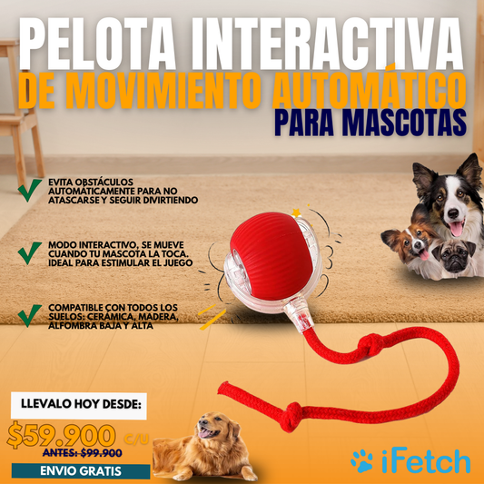 PELOTA INTERACTIVA DE MOVIMIENTO AUTOMÁTICO PARA MASCOTAS IFETCH®