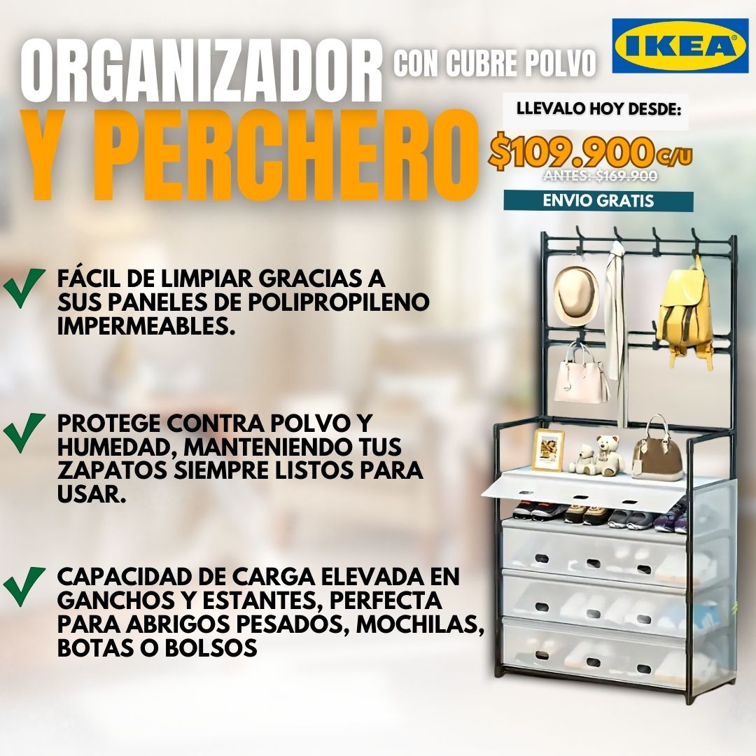 PERCHERO Y ORGANIZADOR CON CUBRE POLVO |IKEA®|
