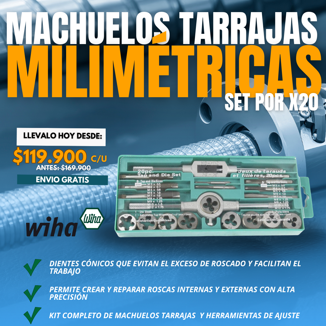 MACHUELOS TARRAJAS MILIMÉTRICAS SET POR X20 | WIHA®