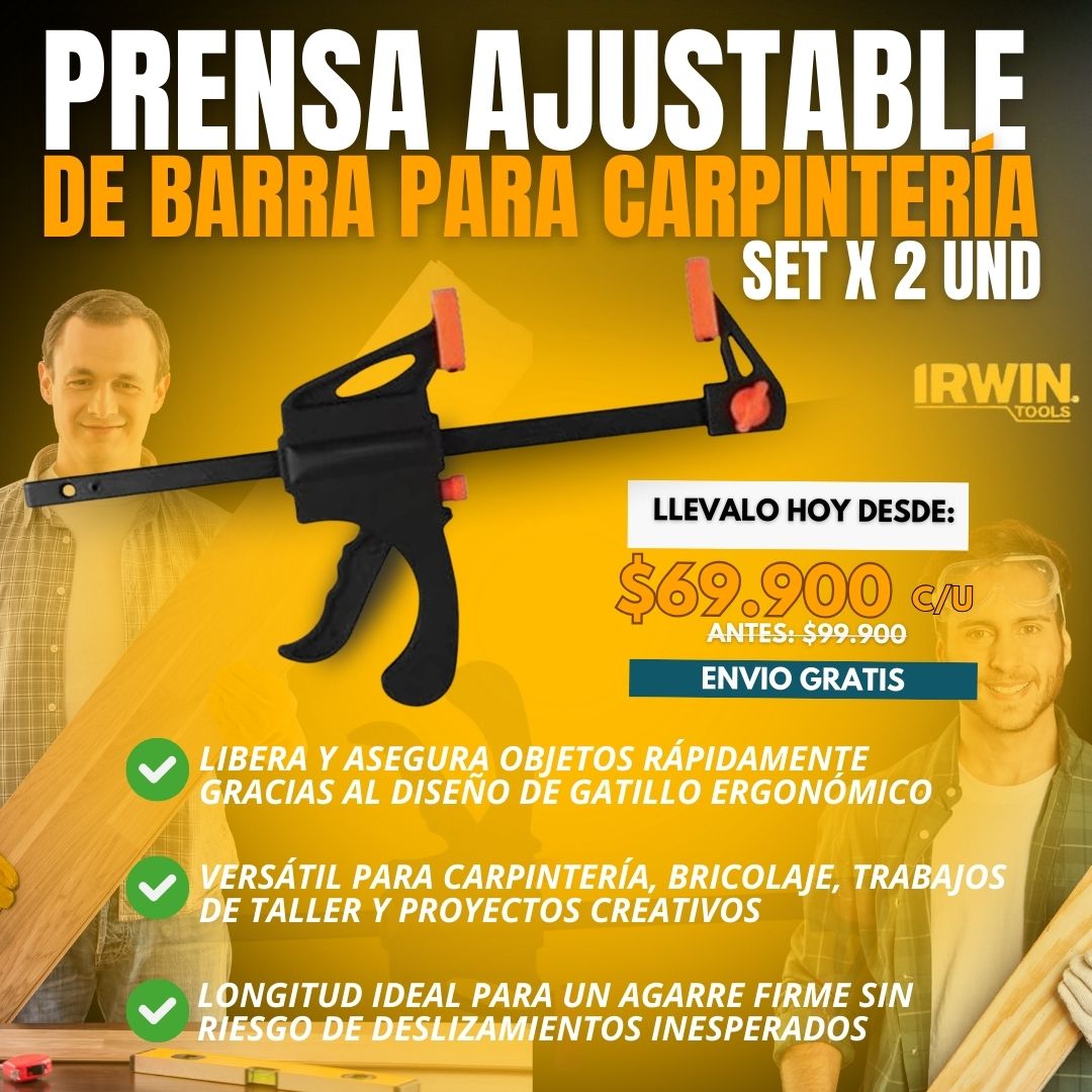 PRENSA AJUSTABLE DE BARRA PARA CARPINTERÍA | IRWIN®