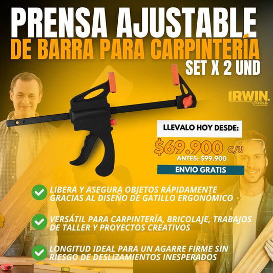 PRENSA AJUSTABLE DE BARRA PARA CARPINTERÍA | IRWIN®