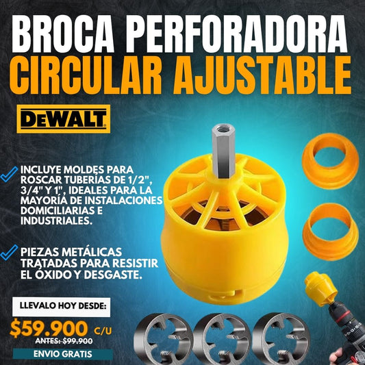 ADAPTADOR PARA TALADRO CON SET DE ROSCAS PARA TUBOS DEWALT®