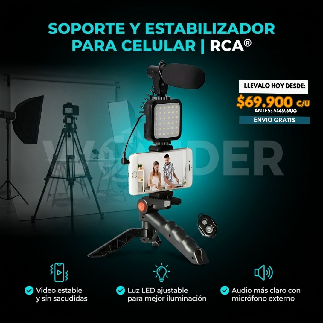SOPORTE Y ESTABILIZADOR PARA CELULAR | RCA®