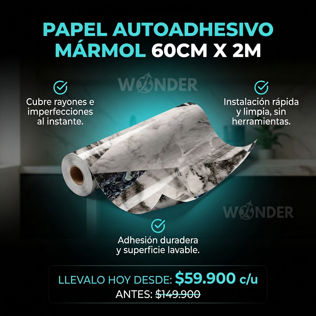 PAPEL AUTOADHESIVO MÁRMOL 60CM X 2M