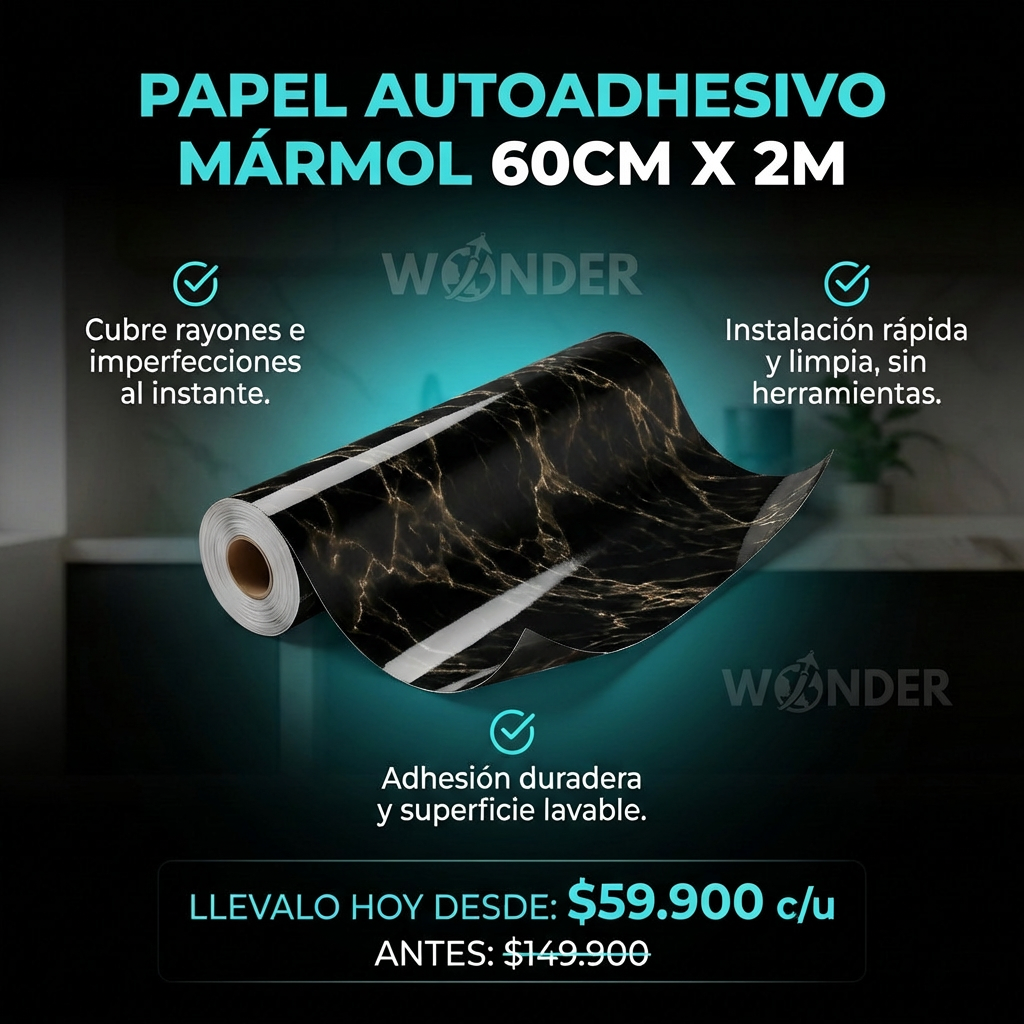 PAPEL AUTOADHESIVO MÁRMOL 60CM X 2M