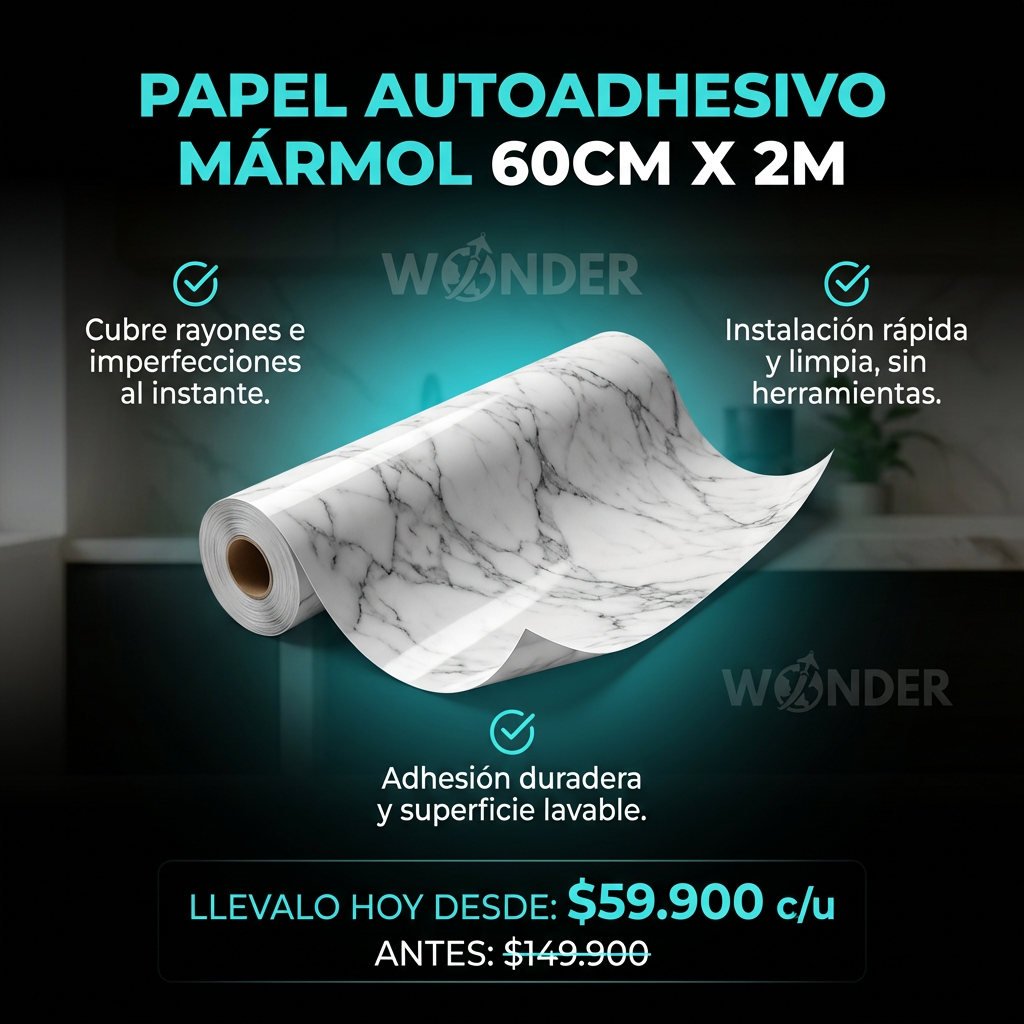 PAPEL AUTOADHESIVO MÁRMOL 60CM X 2M