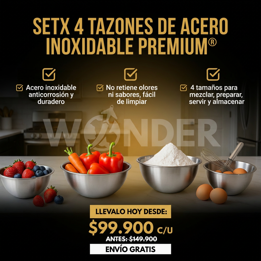 SET X 4 TAZONES DE ACERO INOXIDABLE PREMIUM®