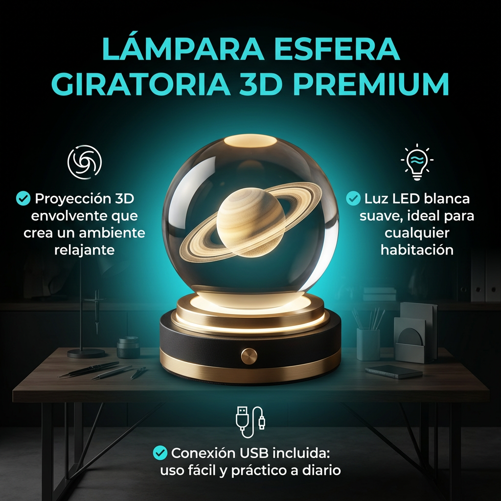 LAMPARA ESFERA GIRATORIA 3D | PREMIUM