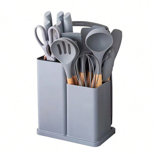 Set Utensilios Cocina Silicona Acero